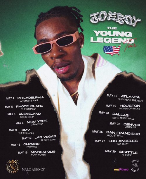 Joeboy announces the date of 'Young Legend Tour' in the United States.
