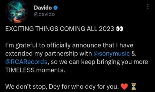 Davido extends music partnership 